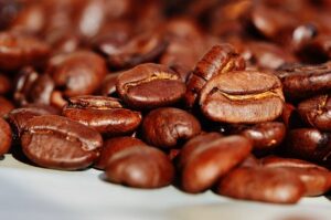 Closeup of roasted coffee beans.
