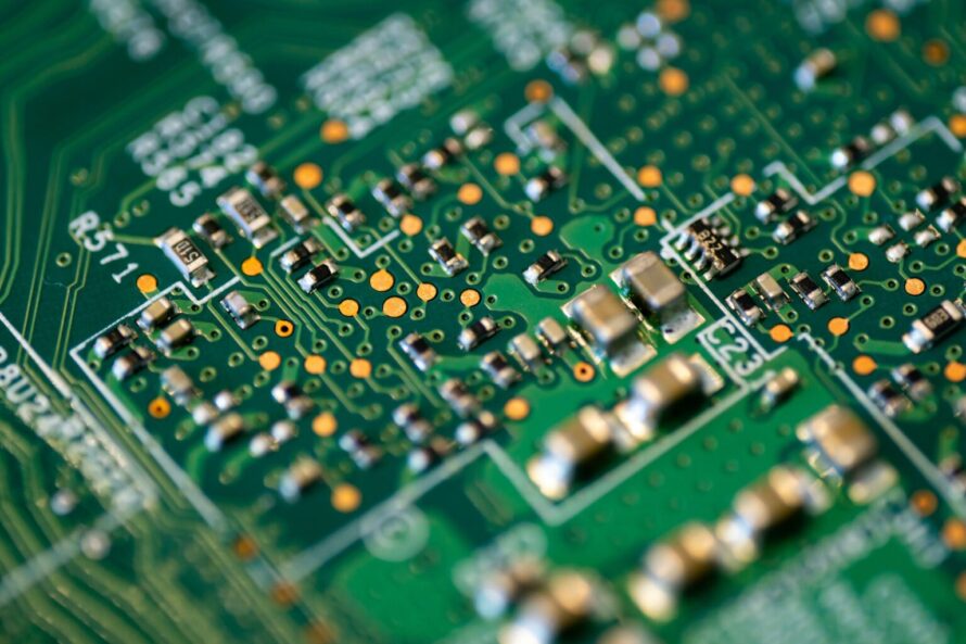 Closeup of a circuit board.